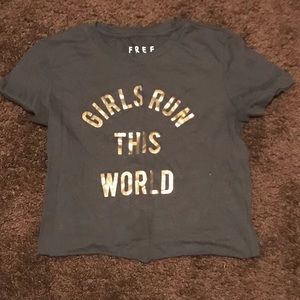 Grey Graphic Crop Top